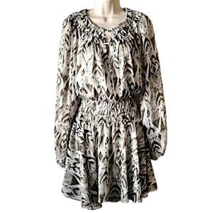 NWT Misa Blouson Balloon Sleeve Mini Dress M White Olive